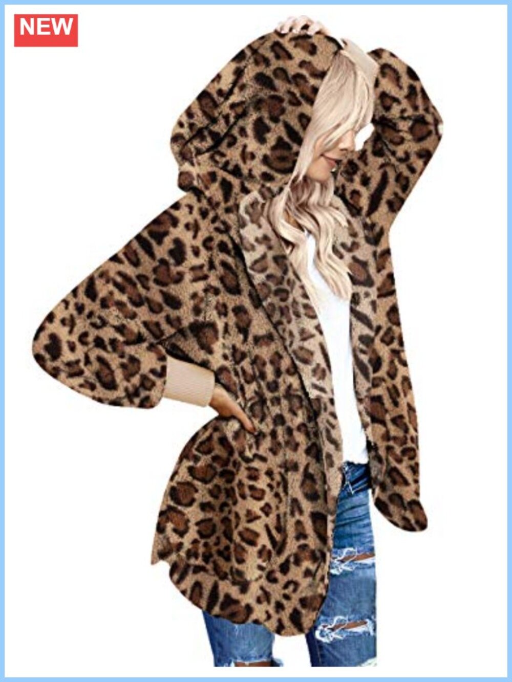 Faux Fur Hooded Oversized Fuzzy Sherpa Jacket Women's